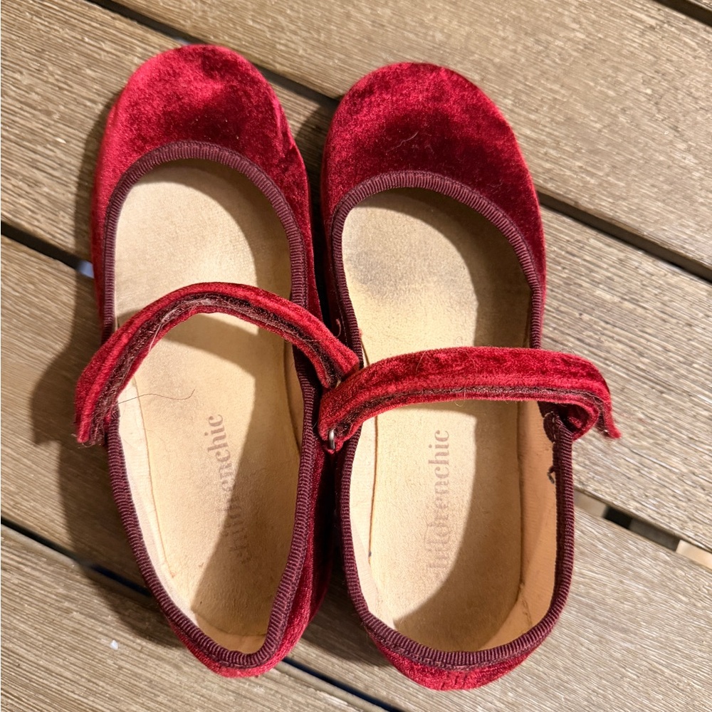 Childrenchic Cassies Burgundy Velvet Mary Jane size 1